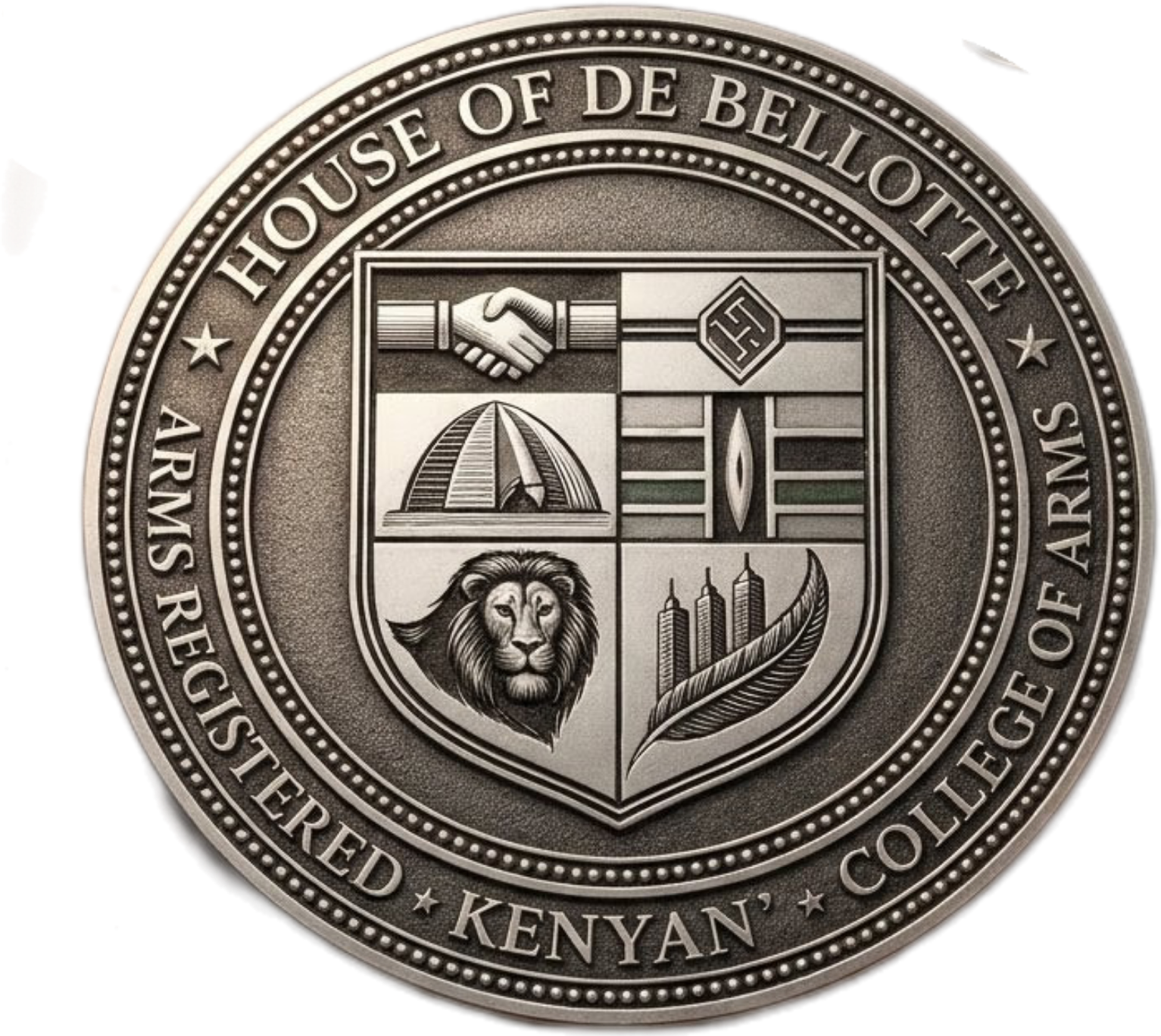 The medallion of the House of De Bellotte, created by the founder